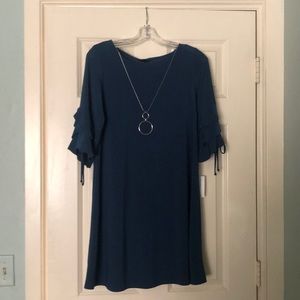 3/4 Sleeve Midi Dress with Necklace